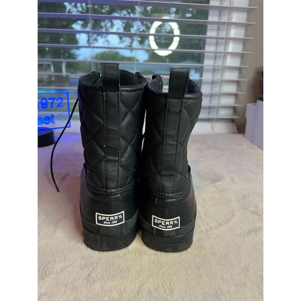 Sperry Unisex Waterproof Duck Boots Black Quilted Size 9